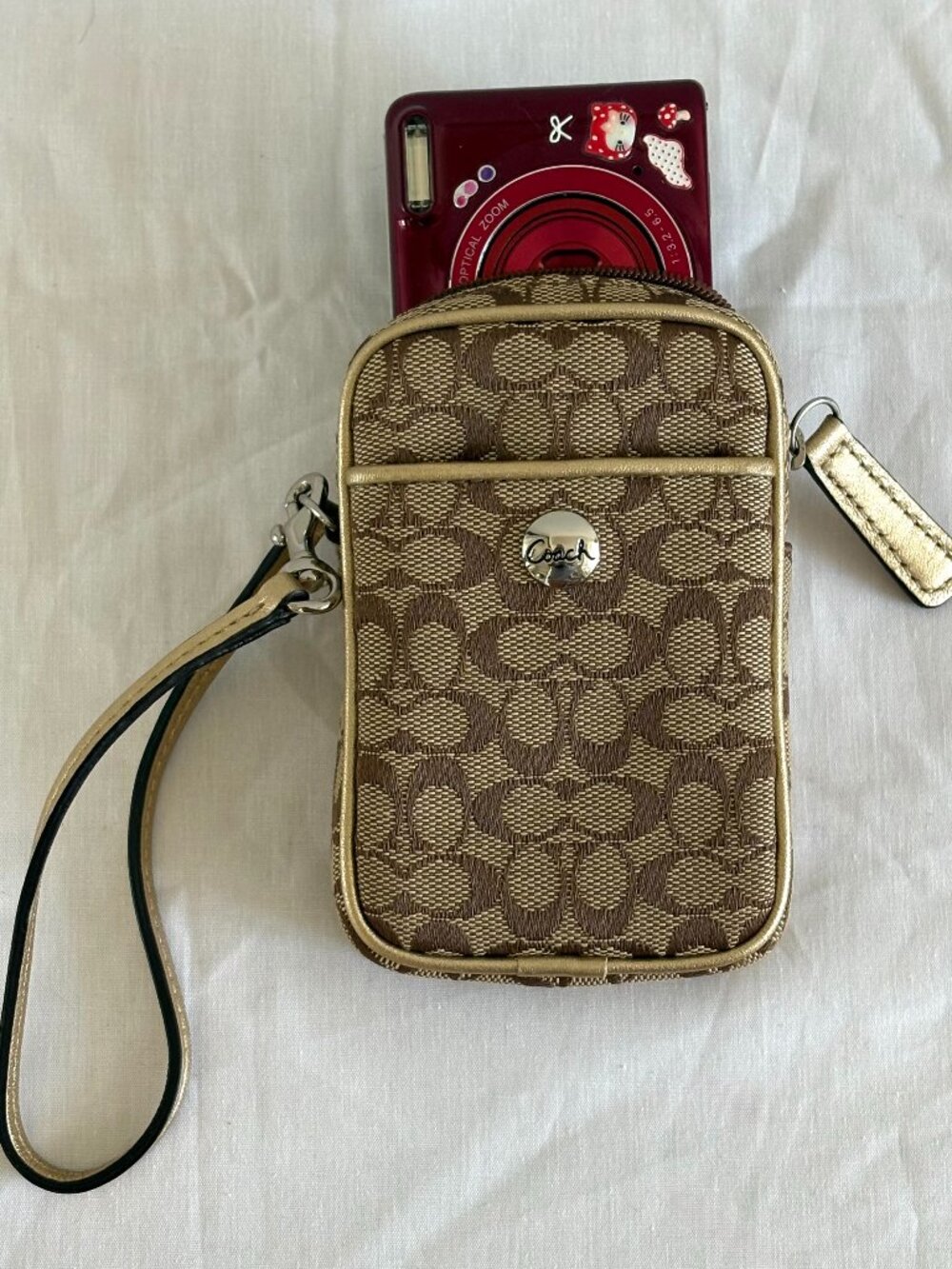 Coach Signature Monogram Digital Camera Wristlet Pouch